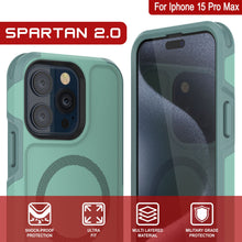 Load image into Gallery viewer, PunkCase iPhone 15 Pro Max Case, [Spartan 2.0 Series] Clear Rugged Heavy Duty Cover W/Built in Screen Protector [teal]
