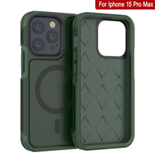 Load image into Gallery viewer, PunkCase iPhone 15 Pro Max Case, [Spartan 2.0 Series] Clear Rugged Heavy Duty Cover W/Built in Screen Protector [dark green]
