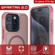 Load image into Gallery viewer, PunkCase iPhone 15 Pro Max Case, [Spartan 2.0 Series] Clear Rugged Heavy Duty Cover W/Built in Screen Protector [pink]
