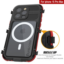 Load image into Gallery viewer, iPhone 15 Pro Max Metal Extreme 2.0 Series Aluminum Waterproof Case IP68 W/Buillt in Screen Protector [Black-Red]
