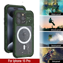 Load image into Gallery viewer, iPhone 15 Pro Metal Extreme 2.0 Series Aluminum Waterproof Case IP68 W/Buillt in Screen Protector [Dark-Green]
