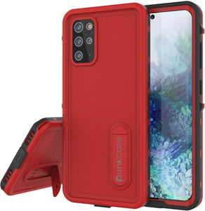 Galaxy S20+ Plus Waterproof Case, Punkcase [KickStud Series] Armor Cover [Red]