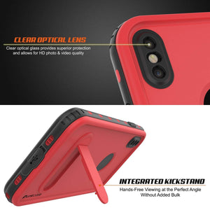 iPhone XS Waterproof Case, Punkcase [KickStud Series] Armor Cover [Red]