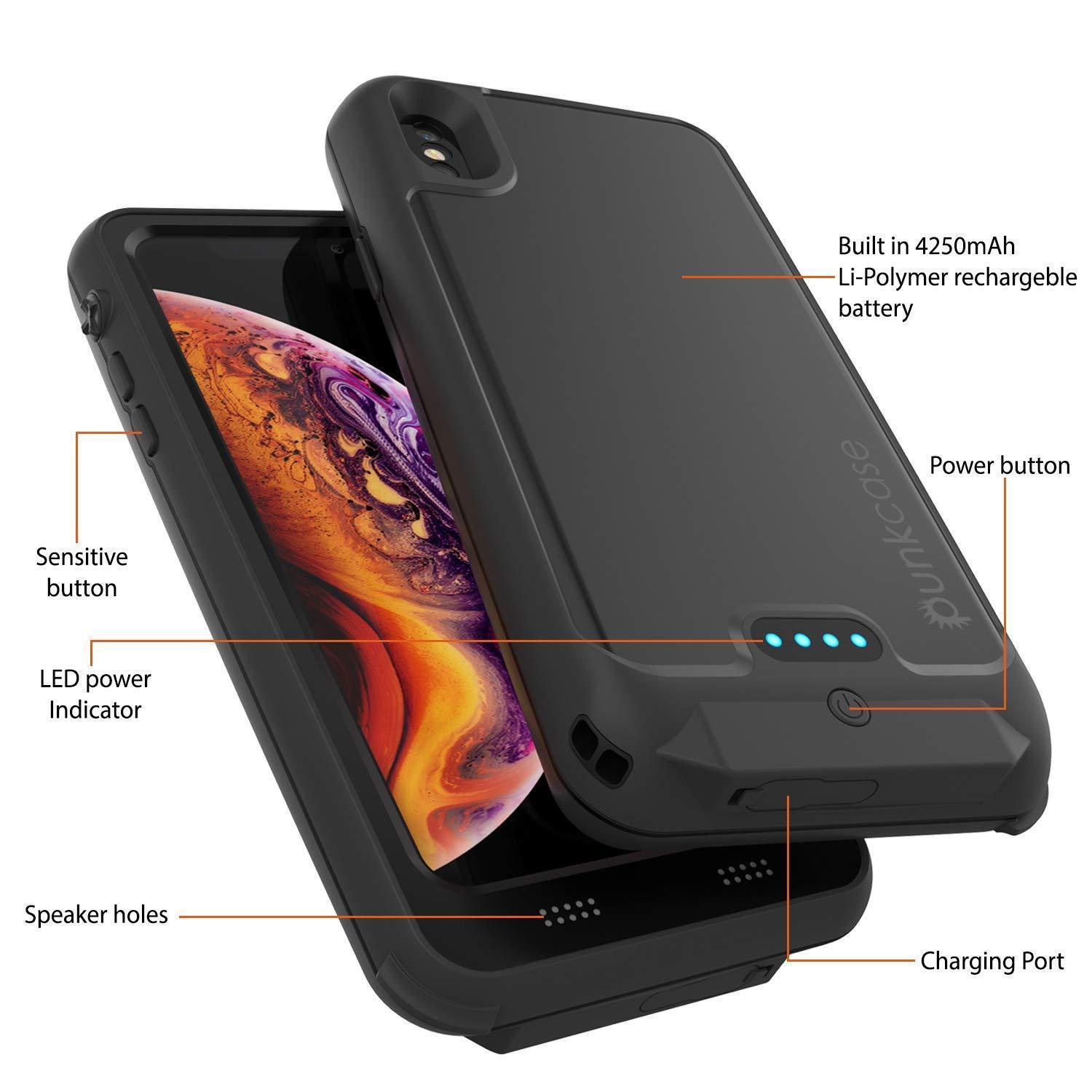 iPhone 14 Plus Battery Case, PunkJuice 4800mAH Fast Charging Power Bank W/  Screen Protector | [Black]